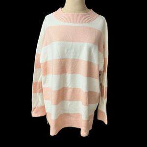 Calvin Klein Blush Pink/ White Sweater / SZ: L / NWT
